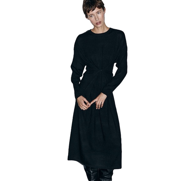 Zara Wool Blend Multi-Positional Button Knit Midi Dress - Picture 1 of 10